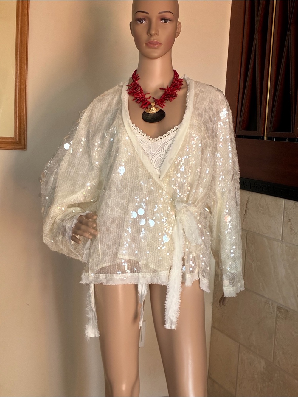 NEW Sequin Oversized Kimono Jacket with [ S]